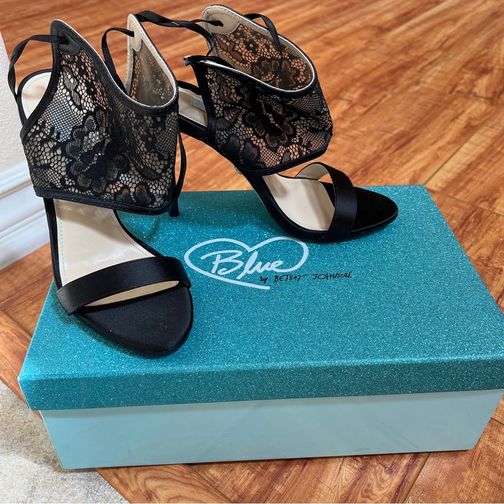 Blue by Betsey Johnson Sloan Black Lace High Heels